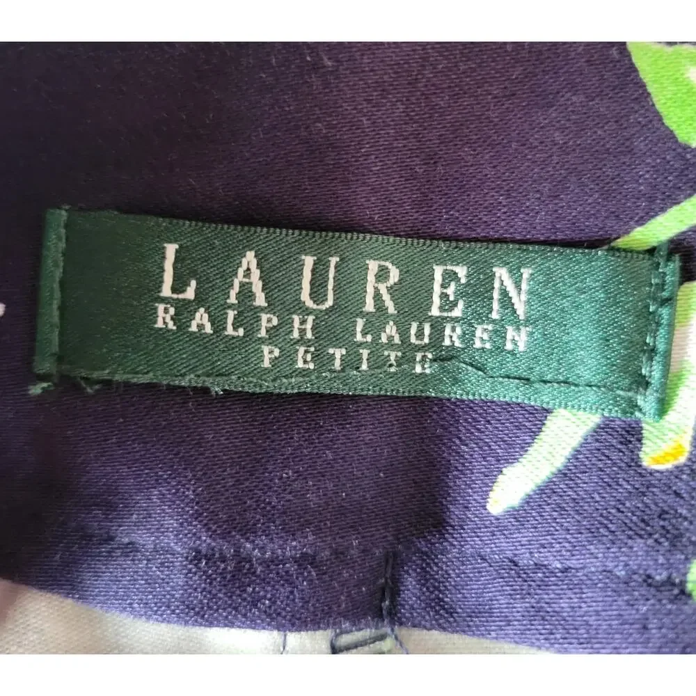 LAUREN  RALPH LAUREN Petite Floral Navy Pencil Skirt Knee Length Size PL
